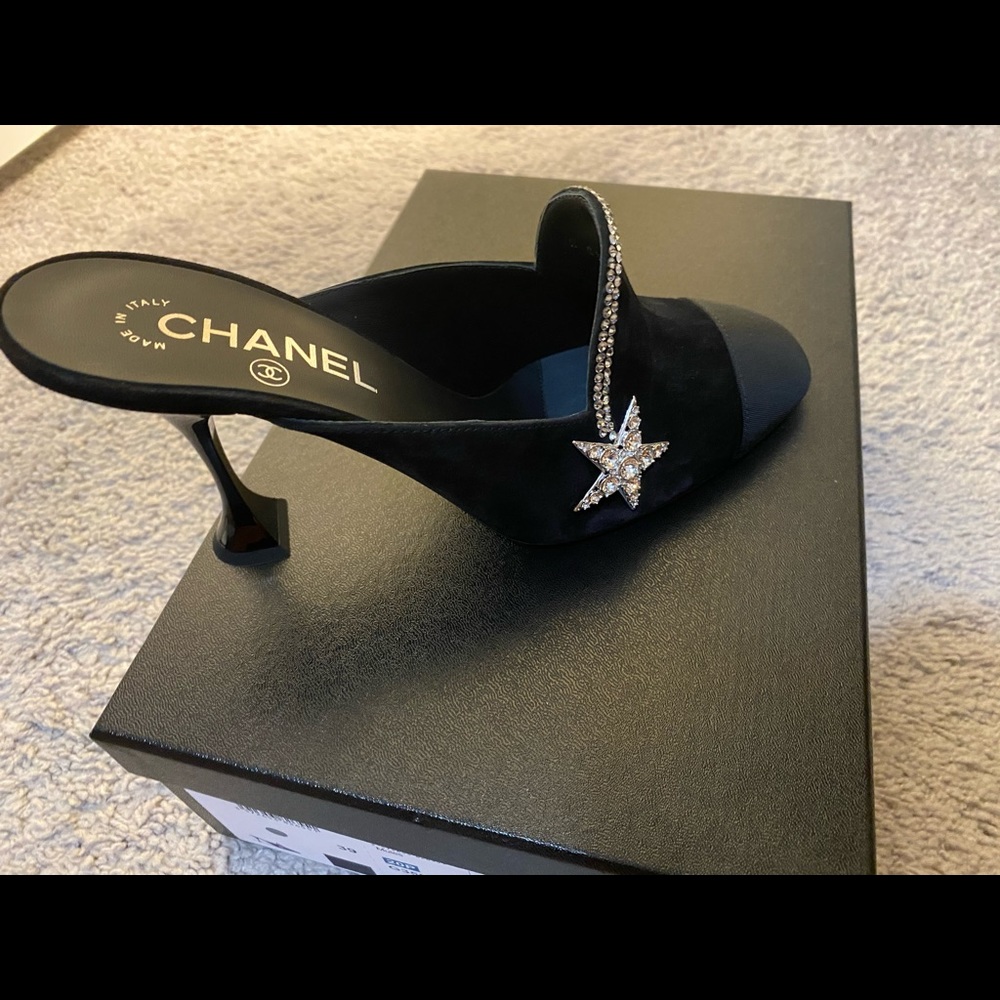 BRAND NEW!!!BRAND NEW!!! CHANEL mule heels. Size 39 fits size 8.